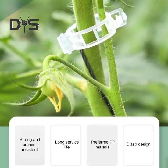 100/200/300 Pcs Plant Clips Plastic Plant Support Clips Reusable Tomato Trellis Clips for Climbing Plants Vines Cucumbers Indoor Outdoor Use