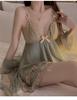 YANGRONG Nightgown and Pajama Long Sleeve Sexy Cute Princess Perfect for and Summer Size Women's 2-Piece Set, Loungewear, Camisole, Nightgown, V-Neck,