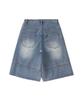 EXCONTAINER Incision Bermuda Denim Pants (Blue)
