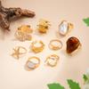 Salircon 9Pcs/Set Retro Imitation Pearl Flower Starfish Open Ring for Women Creative Irregular Geometry Ring Set Fashion Jewelry