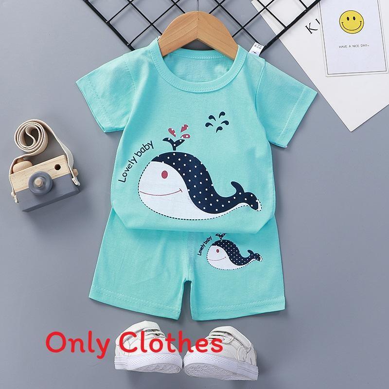 Baby Cartoon T Shirt Shorts Set With Cotton Fabric For Kids Ages 3 To 8