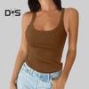 Women's Sleeveless Tank Top Spaghetti Strap Scoop Neck Ribbed Knit Camisole Slim Fit Basic Cami Shirt for Daily Wear Beach Office