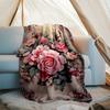 Floral Bouquet Print Flannel Blanket, Soft Warm Lightweight Throw Blanket for Living Room,Sofa Bed Camping Office