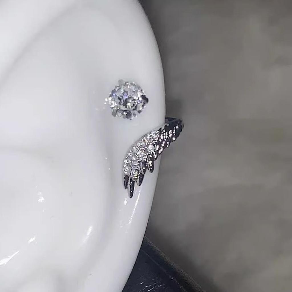 LATS 1pcs Copper Color Wing Ear Bone Nail for Women New Fashion Zircon Earrings Accessories Fashion Zircon