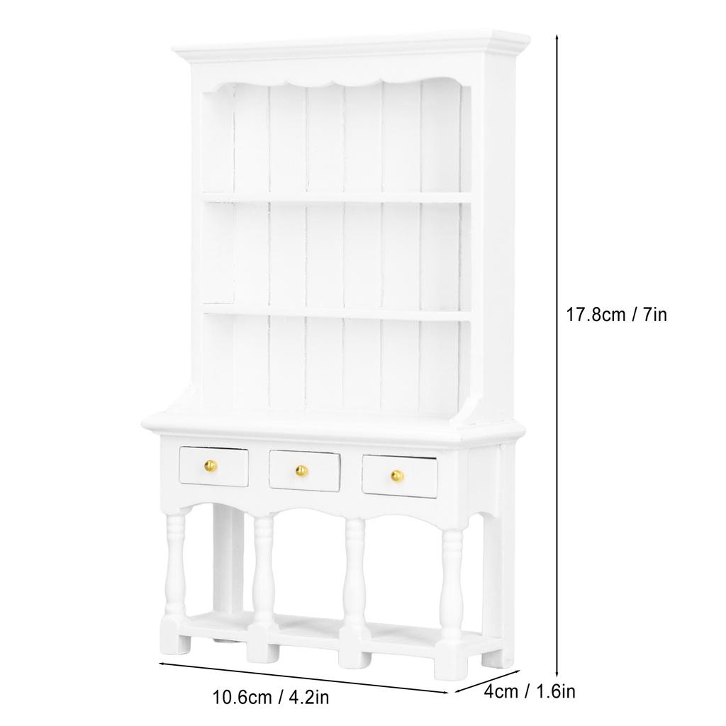 1:12 Dollhouse Bookshelf Wooden Simulated Miniature Bookcase Cabinet Furniture Decoration Accessories