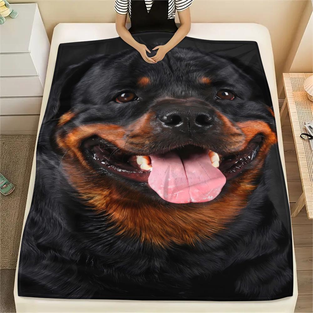 1Pc 3D Dog Puzzle Print Flannel Blanket, High quality Comfortable for All Seasons, Home Decor, Warmth and Comfort, Perfect for Gifts