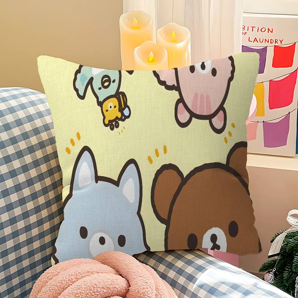 Cute Cartoon RRilakkuma BBear Cushion Cover Inches Farmhouse Decor Home Throw Pillow Covers for Couch Decorations