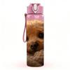 1PC Puppy Buried In Soft Blanket 750ml Color Plastic Sports Water Bottle Leakproof Flip Straw Lid Suitable for Sports Office Home Use