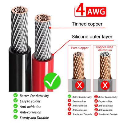 Car Battery Connection Line Cable 2 4 AWG Soft Silicone Tinned Copper Wire With M10 Connecting Piece For Inverter Car Solar