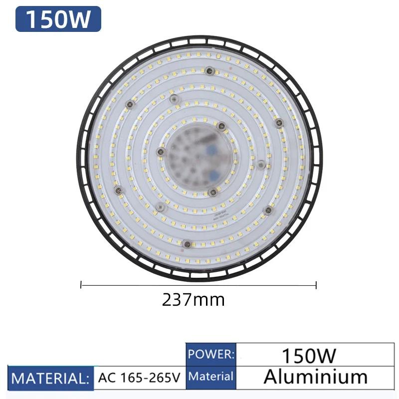 AC220V Super Bright LED High Bay Light UFO Warehouse Garage Light IP65 Waterproof For Gym Factory Lighting 6000K 100W 150W 200W
