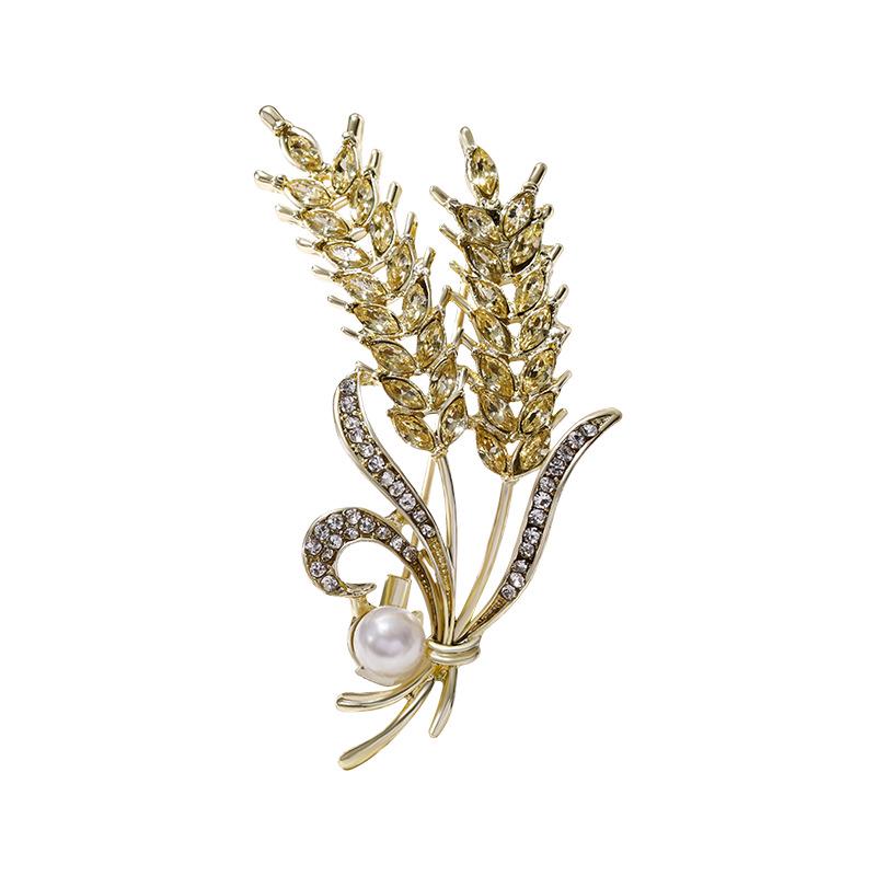 Golden Wheat Ear Brooch: Elegant Women's Suit Jacket Pin & Versatile Clothing Accessory
