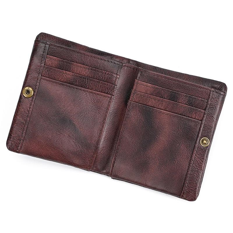 Premium Oil Wax Leather Bi-fold Wallet with Coin Pocket & Multiple Card Slots