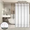 Simple White Striped Shower Curtain, Bathroom Dry And Wet Separation Partition Curtain, Easy To Clean, Rental House Essential