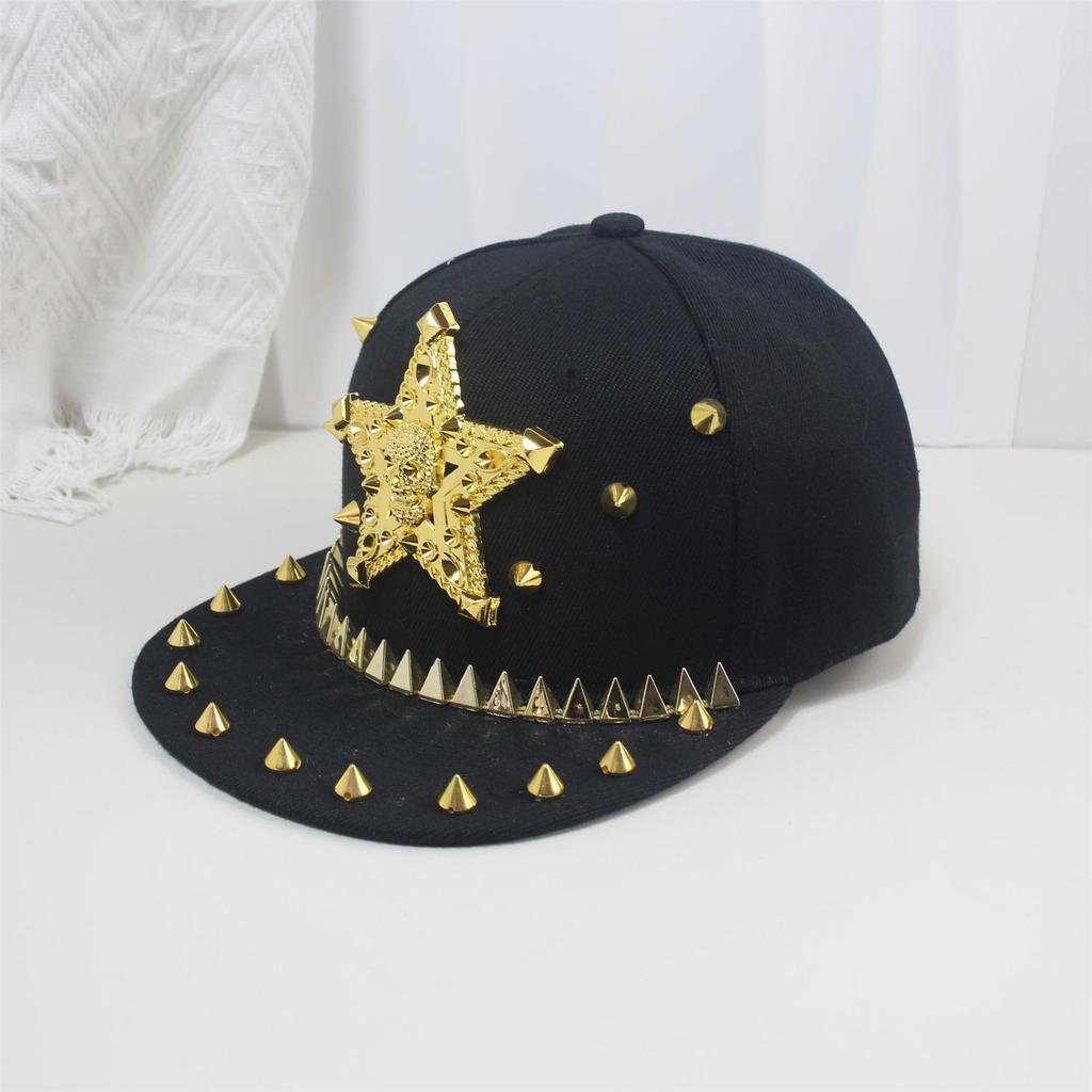 Stylish Rivet Baseball Hat with Adjustable Buckle Duckbill Hat Punk Hip Hop Hat Men Baseball Hat For Party Music Concert