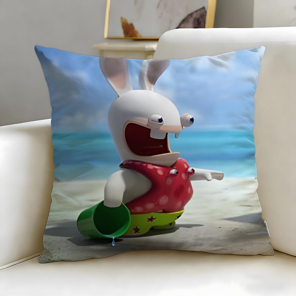 popular game Rabbids Cushion Cover Soft & Easy-Wash Pillow Case – Versatile for Couch, Bed, Travel and Office