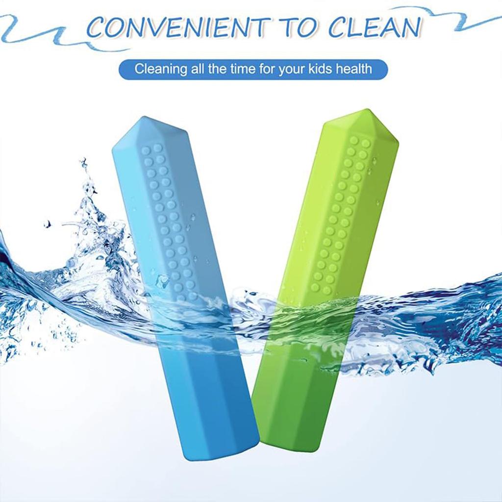 3pcs/set Silicone Chewable Pencil Topper Crystal Silicone Pencil Cover Tube Teething Sensory Pencil Chew Topper For Boys Girls