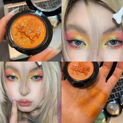 

3D Relief Glitter Eyeshadows Powder Metallic Ultra-Fine Highlighters Chrome Shiny Powder Multifunction Women Make Up Blue Purple