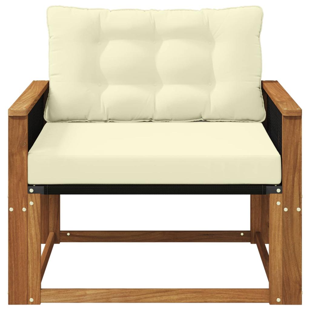 Outdoor Middle Sofa Solid Acacia Wood and Textilene Natural