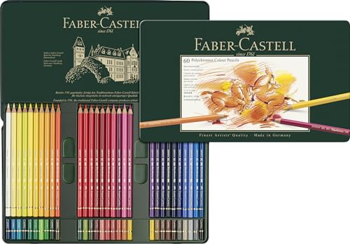 Faber-Castell Polychromos Colored Pencils, 60 Colors, Tin, 110060 [Official Japanese Product]