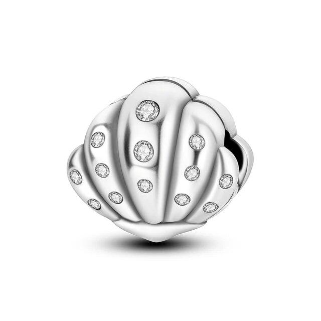 925 Sterling Silver Shell Pearl Starfish Pendant  Charm Bead Fits OriginalNew Bracelet Necklace Women DIY Fine Jewelry