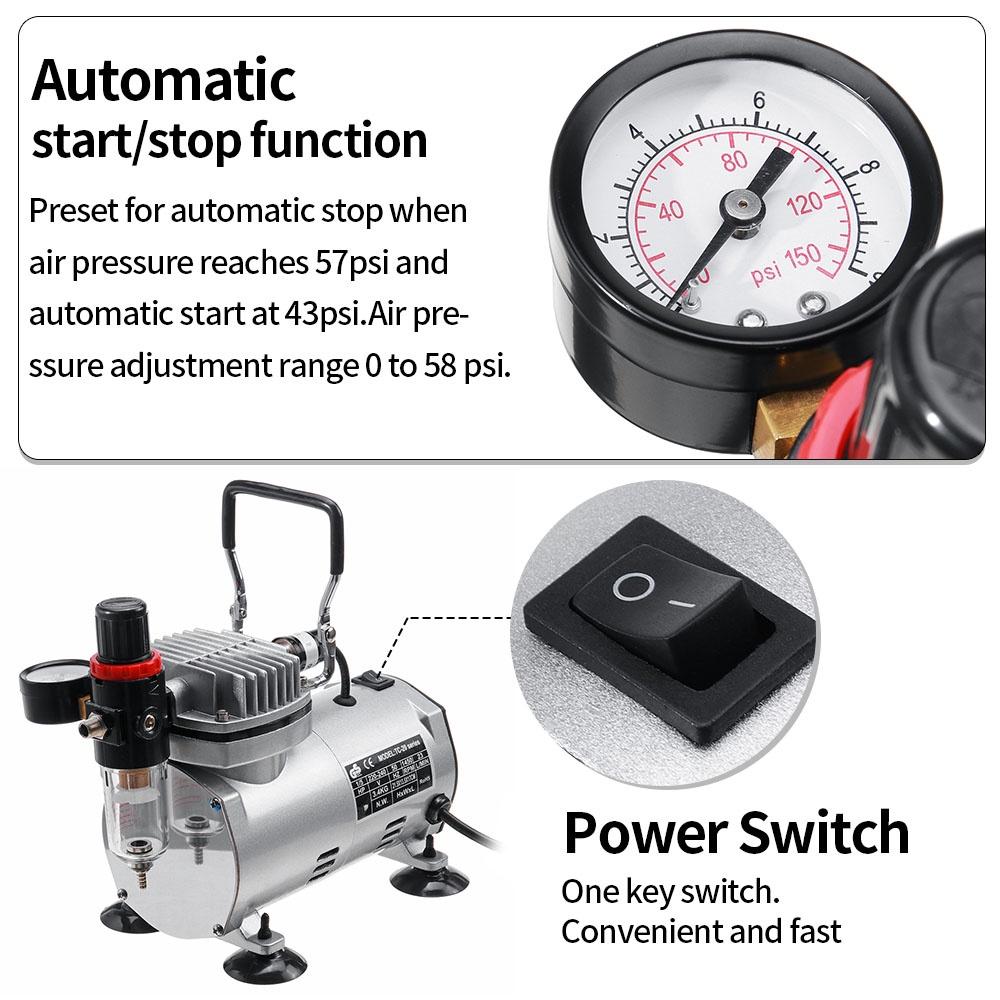 110/220V 50-60Hz 23-25L/min Piston Airbrush Compressor Portable High Pressure Spray Guns Pump For Spraying