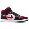 Air Jordan 1 Mid Bred Toe Men Sneakers Black White Fire-Red 554724-079