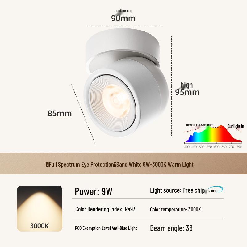 Adjustable Rotatable Surface-Mounted Downlight for Living Room, Aisle, Entrance, Bedroom - No Main Light Required