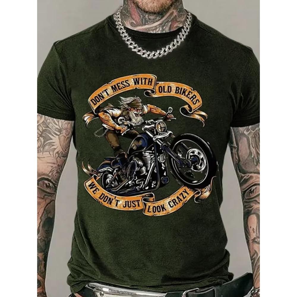 Motorsykkel T-skjorte Menn 3D Ørn Grafikk Kortermet Vintage Streetwear Kjøre Biker T-skjorte For Menn Klær Oversized T-skjorter Topper