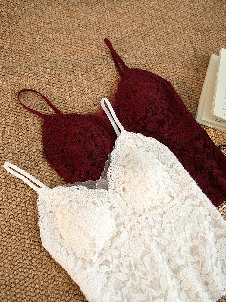 Fleece-Lined Lace Camisole with Chest Pad - Autumn/Winter Slimming Anti-Exposure Top