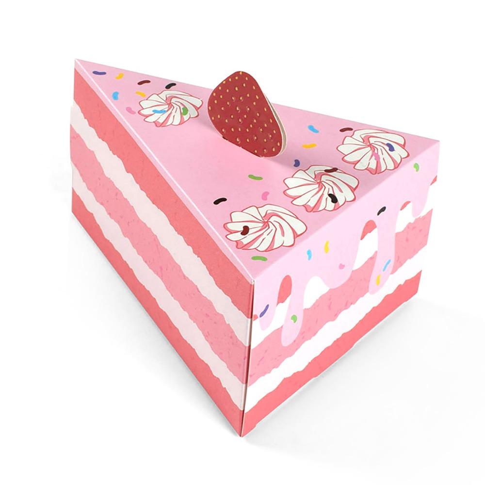 

10PCS Creative Triangle Cake Gift Boxes Multicolor Cartoon Dots Strawberry Packaging Box Paper Wrapping Box Birthday Party 5x5x5cm земляничный