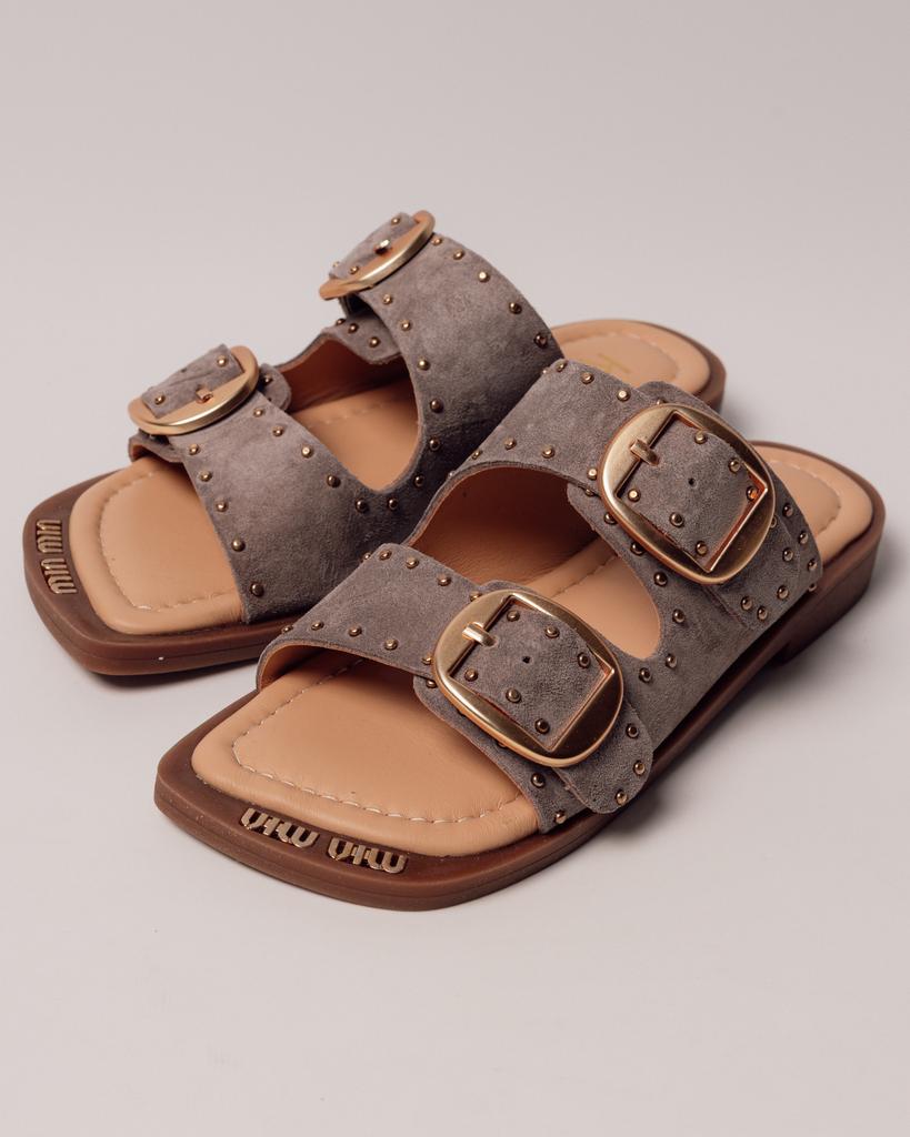 Pantofle s cvočky Krula 392401 36 šedé semišové