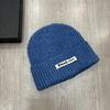 New Long Label Letters Fashionable and Versatile Pile Hats for Women In Autumn and Winter Face Showing Small Wool Hat Outdoor Warm Knitted Hat