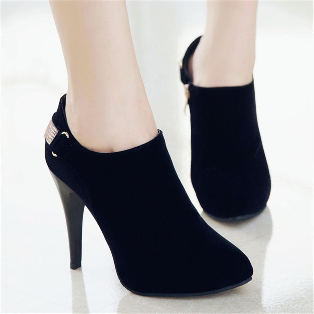 Fashion Spring Autumn New High-heeled Ankle Boots Sexy Fashion Boats for Women Rhinestone Thin Heeled Platform Short Booties Femininas