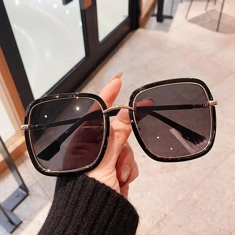 Gradient Square Sunglasses Women Vintage Oversized Sun Glasses Men Brand Designer Trendy Colored Glasses Outdoor UV400