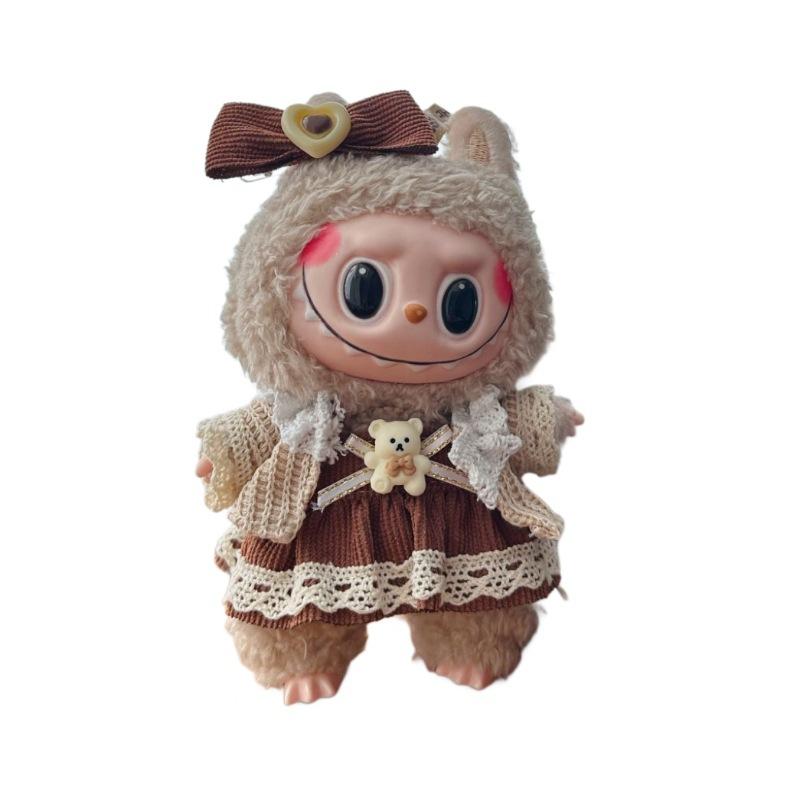 (No Doll)17cm Labubu Doll Clothes Are Suitable for The First and Second Generations of Labubu To Sit and Wear As Party Pendants