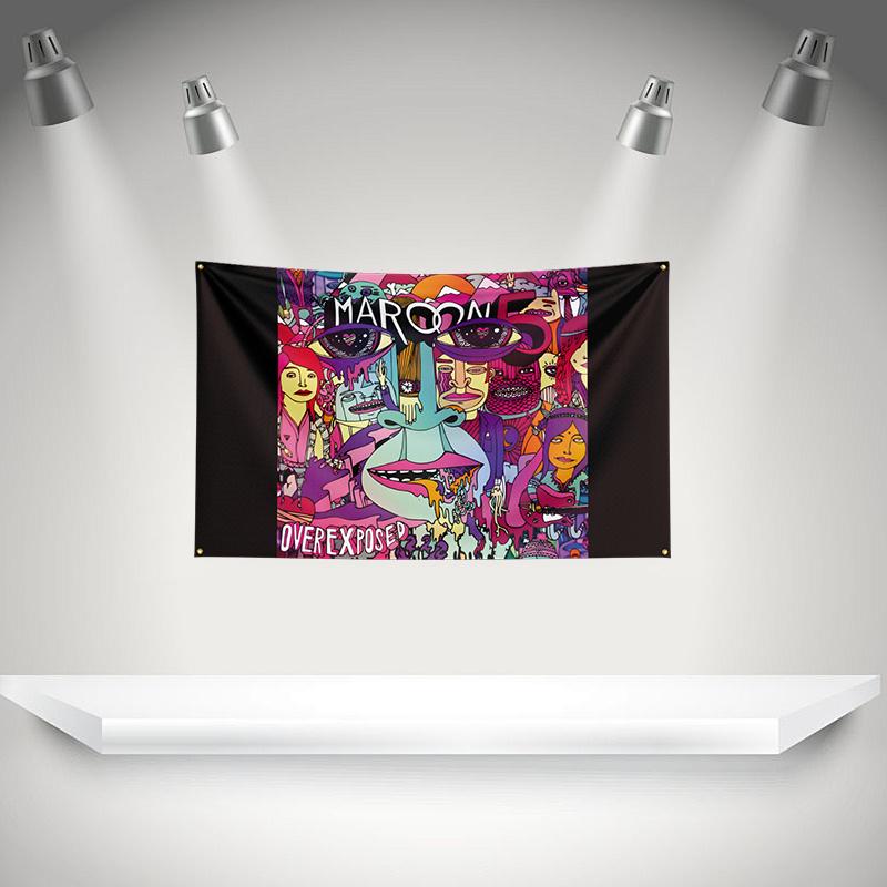 M-Maroons 5 Flag Rock Music Band Banner HD Printing Tapestry Exhibition, Music Band Fans, Garage Decor