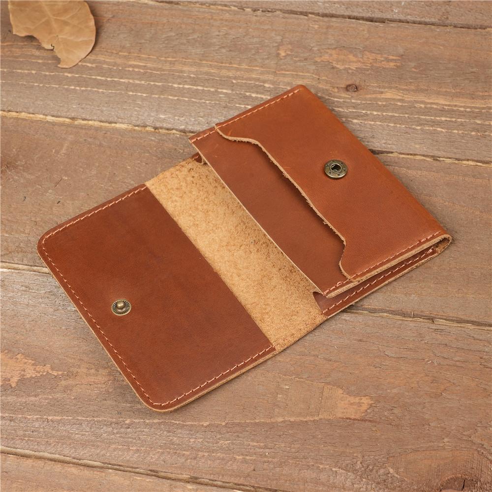 Leather Business Card Case Holder for Men and Women Credit Card Holders Vintage Cards Wallet Hasp Bifold Small Wallets