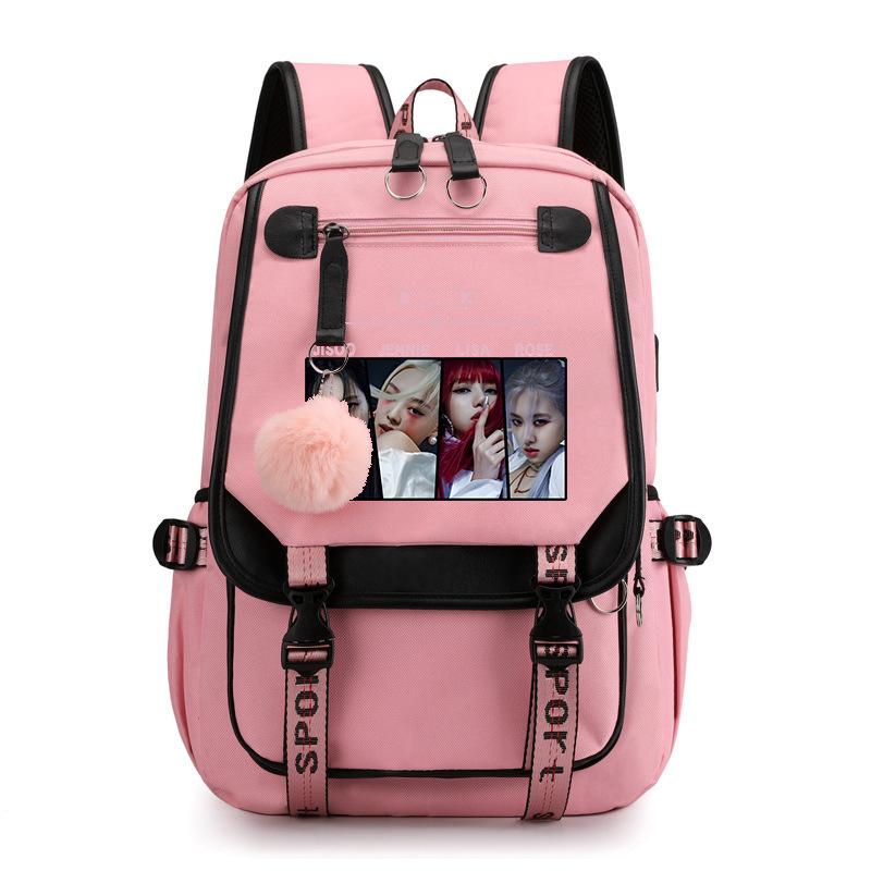 Blackpink S potiskem Batoh Pro základní a střední školy Ležérní Školní taška Pro studentky