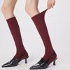 Autumn And Winter Stockings Children'S Red High Tube Calf Socks Solid Color Strips Stacking Socks And Knee Natal Year Red Socks