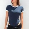 Fashion Casual Short Sleeve Women Skinny Bodysuit New O Neck Street Wear Simple Slim T-shirt 2024 Women's Summer Playsuit Simple Clothes 2464