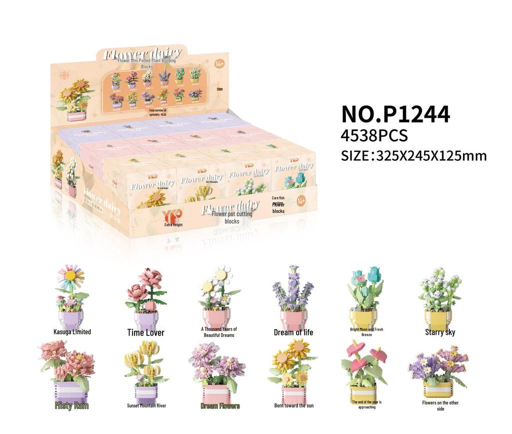 Plant Potted Everlasting Flower Bouquet Building Blocks Set - Succulent Gift Compatible with LEGO for Girls