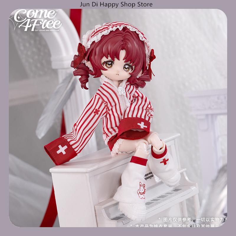 COME4FREE 1/12 BJD Doll Clothes Daily Series First Aid Angel Rabbit Dress Outfit Set for OB11 Doll Clothes