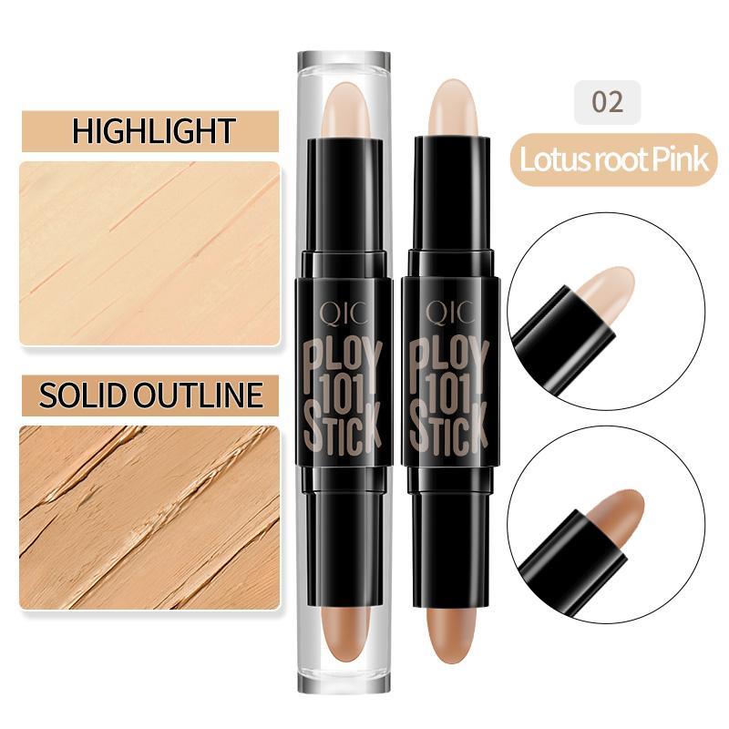 Color Makeup Double Head Concealer Stick Three-dimensional Trim Brightening Face Highlight Concealer Pen Color Trim Stick