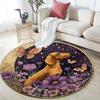 Dachshund Butterflies Round Area Rug,Carpet Rug for Living Room Bedroom Sofa Playroom Decor,Non-slip Floor Mat