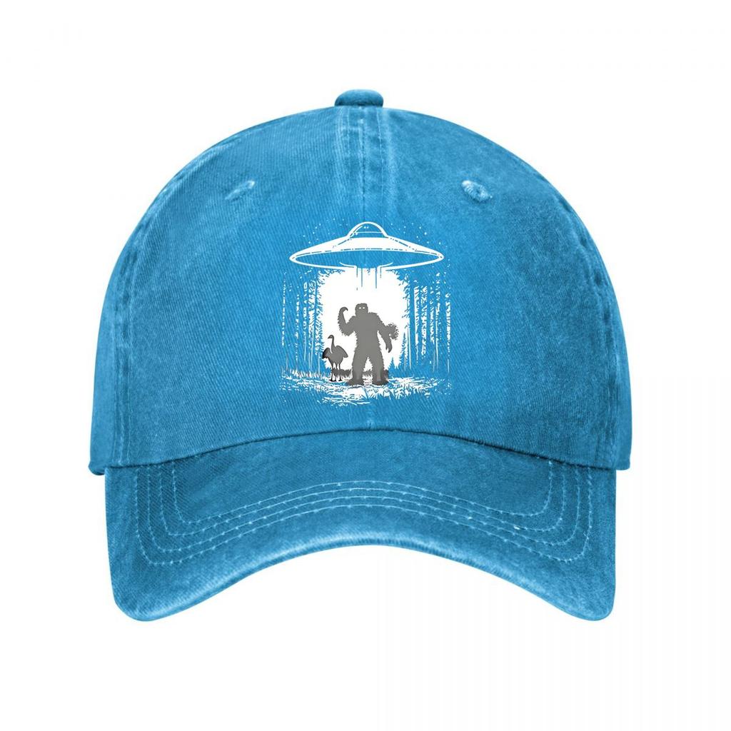 Vintage Baseball Cap UFO Bigfoot Graphic Outdoor Hat New Vintage Washed Cotton Baseball Cap Parent Kids Sun Hats
