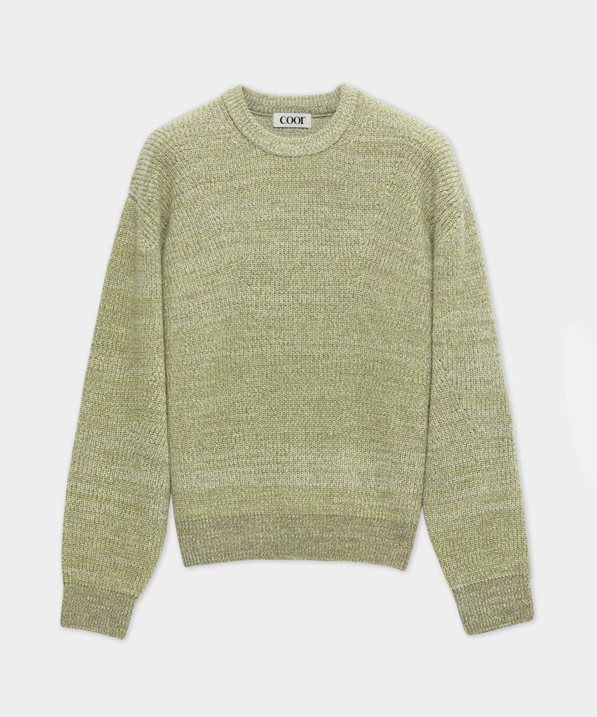 Kueo Cashmere Pop Tweed Crewneck Knit (Lime Green)