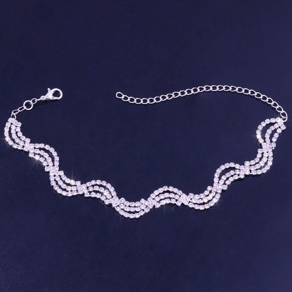 

Европейские и американские украшения микро инкрустированные витые волны браслет на щиколотку женские многослойные сексуальные стразы пляжные украшения для ног 20CM белый