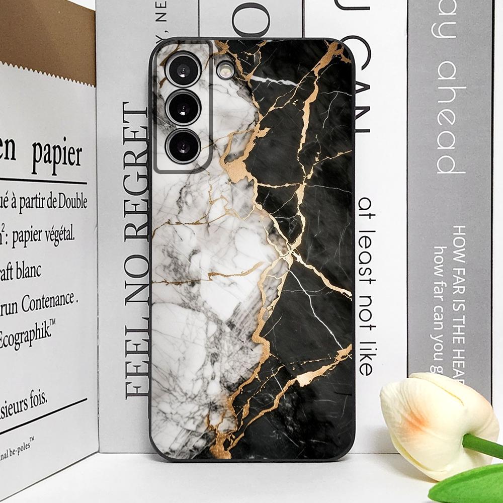 Colored Marble Pattern Phone Case for Samsung S25 S24 S22 S20 S23 Plus Ultra S21 S23 FE 5G Shockproof Soft Silicone Cover Fundas