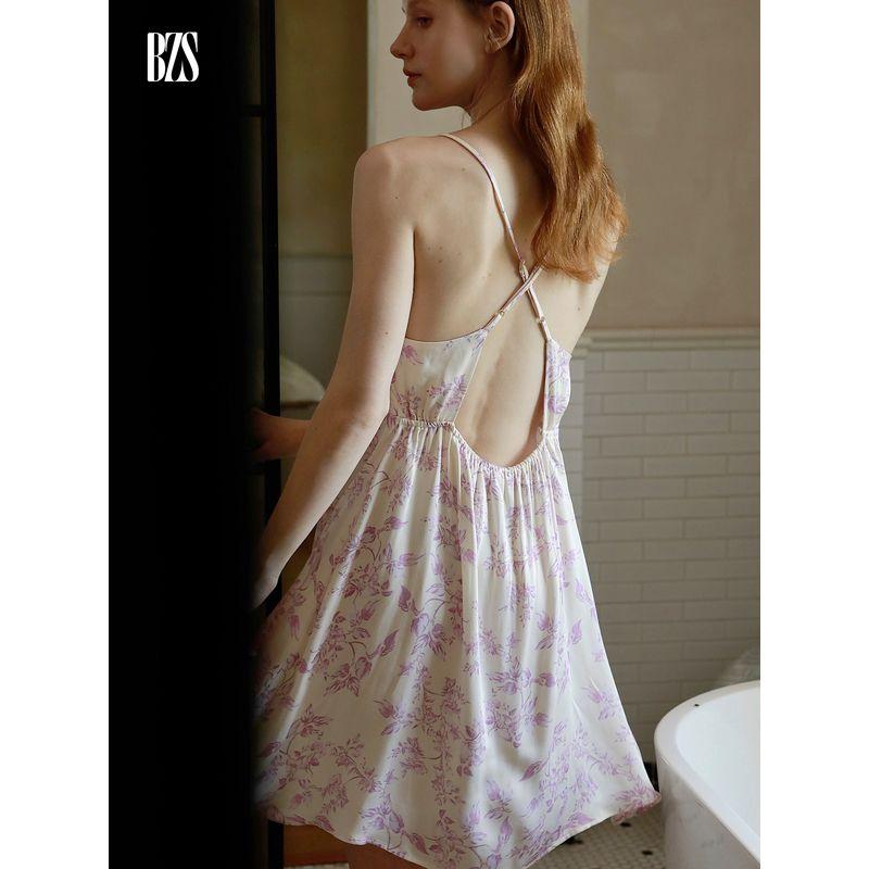 25 Summer Rayon Satin Comfortable Romantic Purple Print Butterfly Sleeve Short sleeve Trousers Can Be Worn outside Homewear Set
