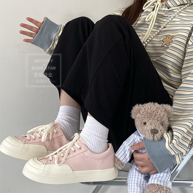 Pink platform heightening canvas shoes women's new trendy board shoes Hanhan big head shoes 501